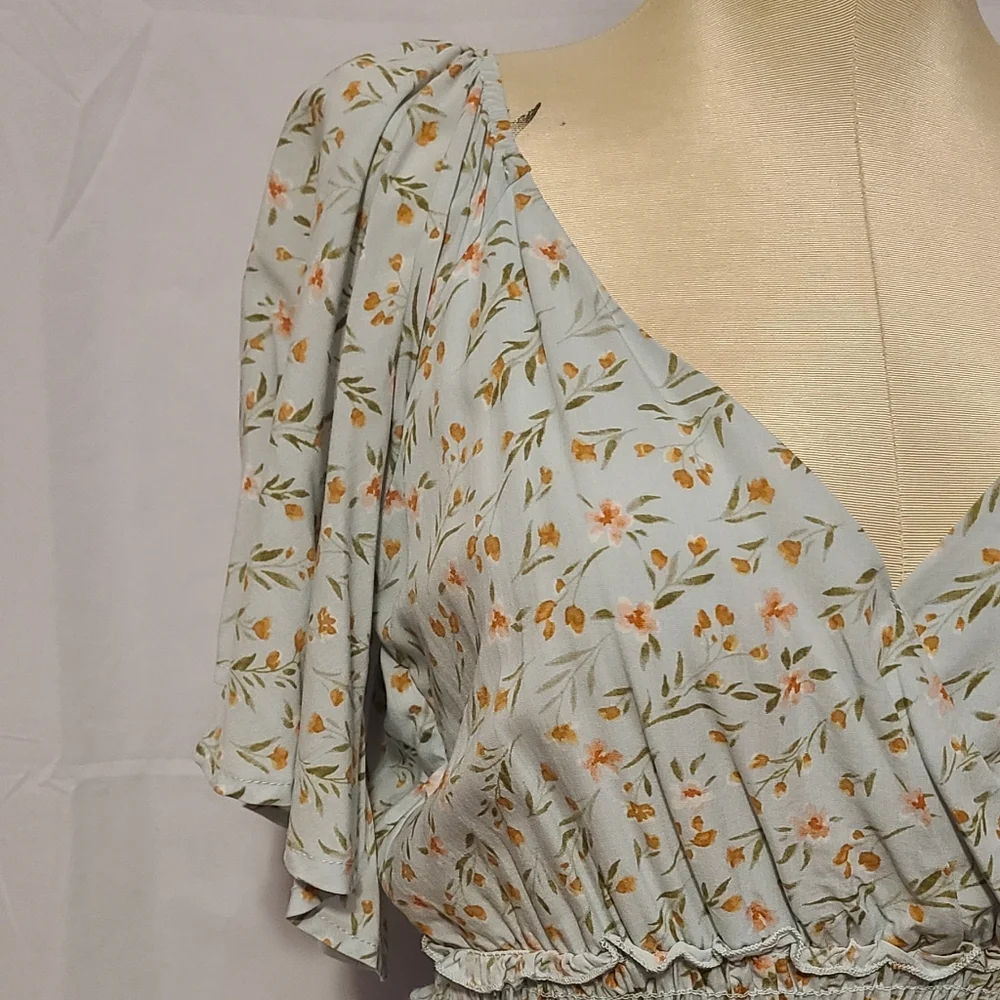 Altar'd State Light Sage Floral Smocked-Waist Dress - Picture 8 of 10